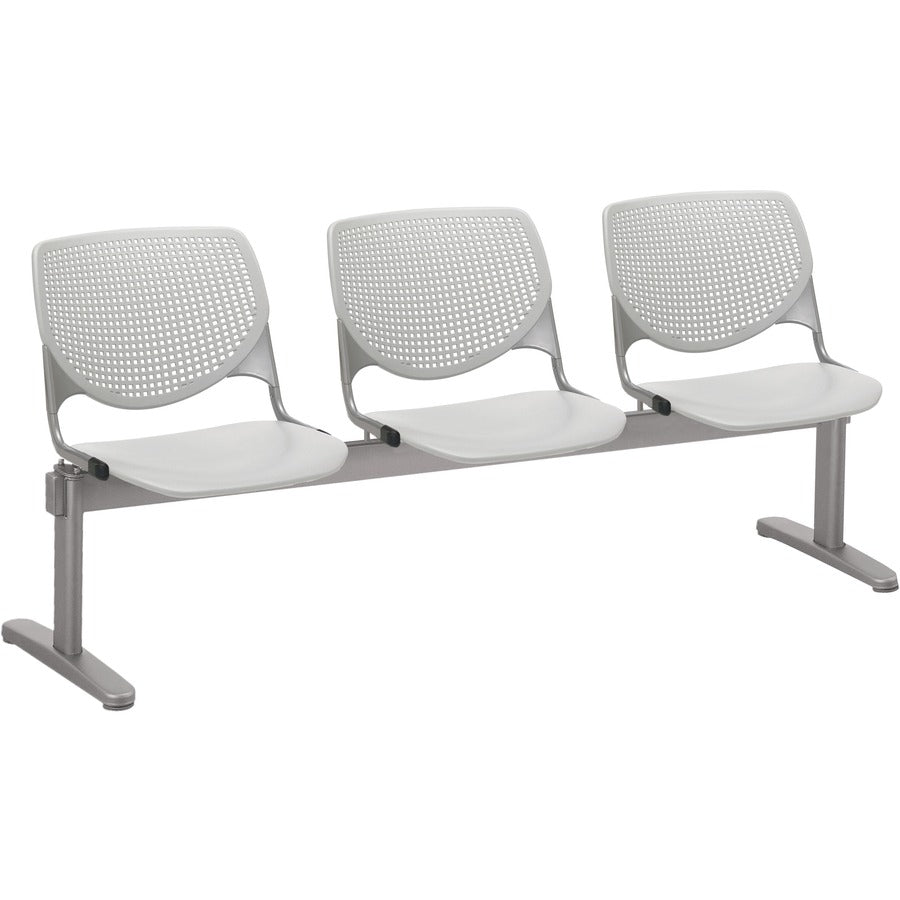 KFI Kool 3 Seat Beam Chair - Light Gray Seat Color - Polypropylene Seat Material - Light Gray Back Color - Polypropylene, Aluminum Alloy Back Material - Powder Coated Silver Frame Color - Tubular Steel Frame Material - 1 Each