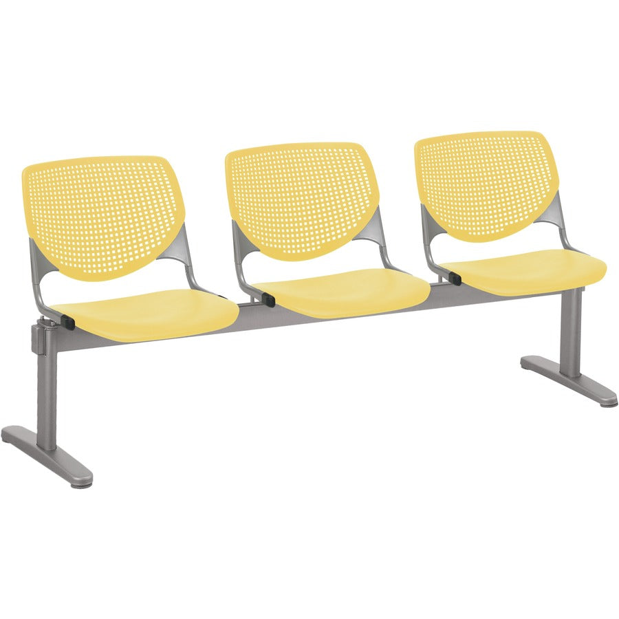 KFI Kool 3 Seat Beam Chair - Yellow Seat Color - Polypropylene Seat Material - Yellow Back Color - Polypropylene, Aluminum Alloy Back Material - Powder Coated Silver Frame Color - Tubular Steel Frame Material - 1 Each
