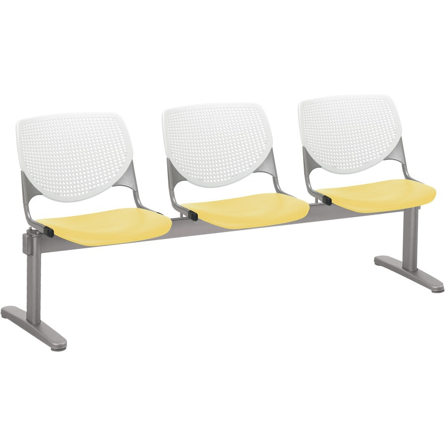 KFI Kool 3 Seat Beam Chair - Yellow Seat Color - Polypropylene Seat Material - White Back Color - Polypropylene, Aluminum Alloy Back Material - Powder Coated Silver Frame Color - Tubular Steel Frame Material - 1 Each
