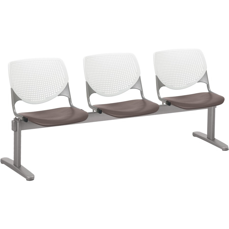 KFI Kool 3 Seat Beam Chair - Brownstone Seat Color - Polypropylene Seat Material - White Back Color - Polypropylene, Aluminum Alloy Back Material - Powder Coated Silver Frame Color - Tubular Steel Frame Material - 1 Each