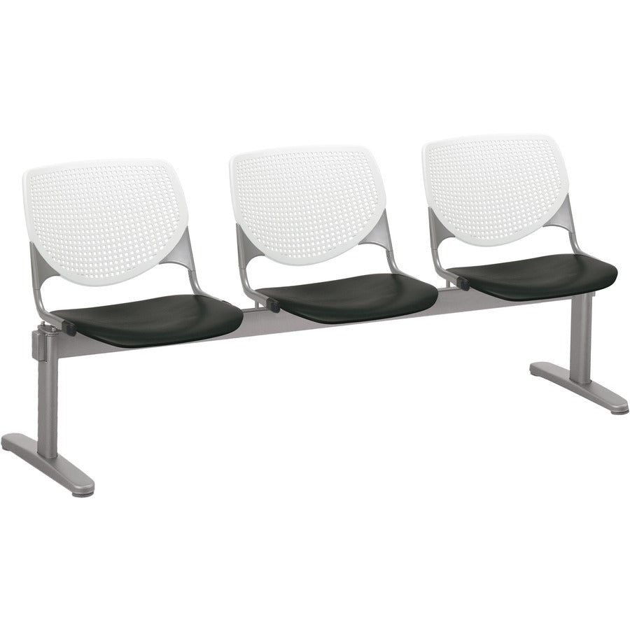 KFI Kool 3 Seat Beam Chair - Black Seat Color - Polypropylene Seat Material - White Back Color - Polypropylene, Aluminum Alloy Back Material - Powder Coated Silver Frame Color - Tubular Steel Frame Material - 1 Each