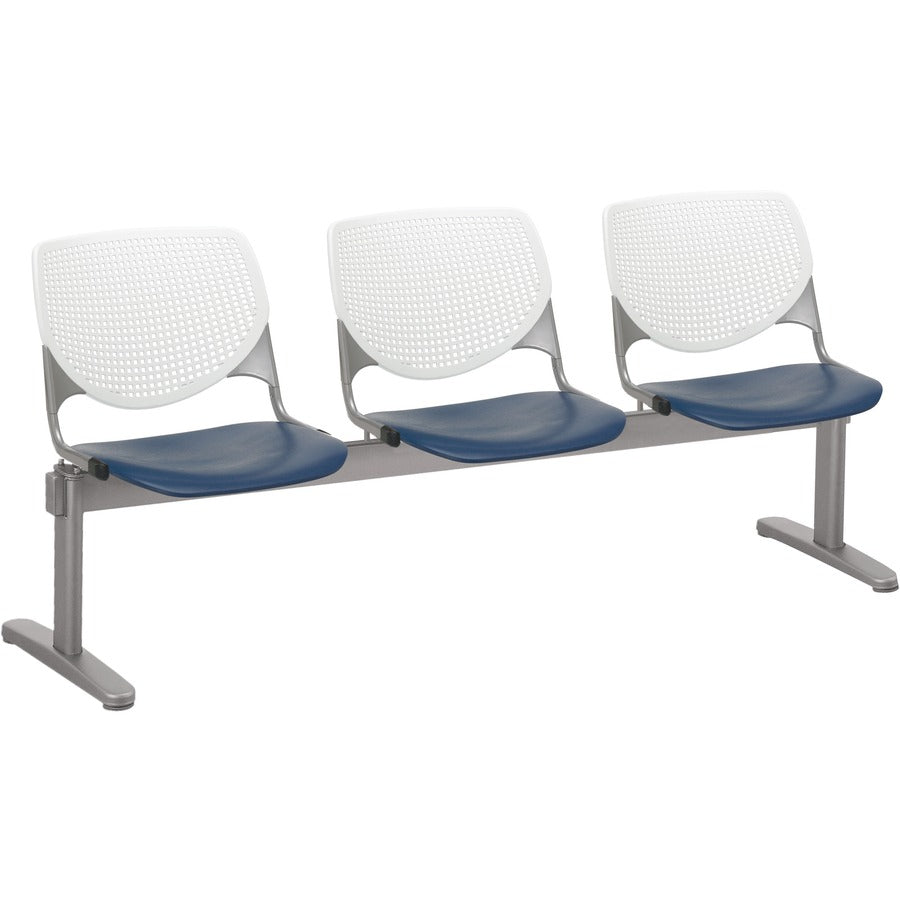 KFI Kool 3 Seat Beam Chair - Navy Seat Color - Polypropylene Seat Material - White Back Color - Polypropylene, Aluminum Alloy Back Material - Powder Coated Silver Frame Color - Tubular Steel Frame Material - 1 Each