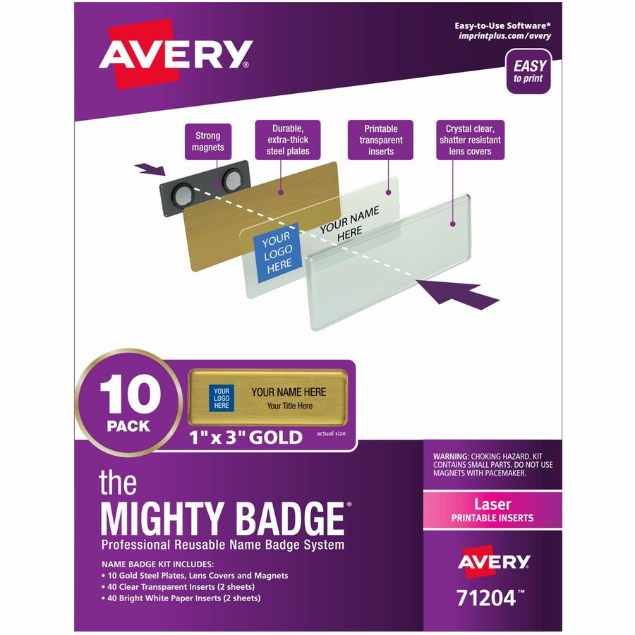 The Mighty Badge®, by Avery®, Reusable Magnetic Professional Name Badge Kits - 10 / Pack