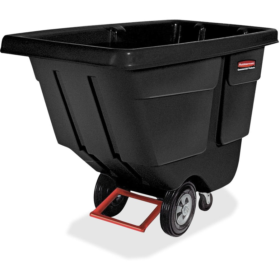 Rubbermaid Commercial Rotomolded Utility Tilt Truck - 450 lb Load Capacity - Plastic - 57.38" Width x 57.38" Depth x 26.88" Height - Steel Frame - Black - 1 Each