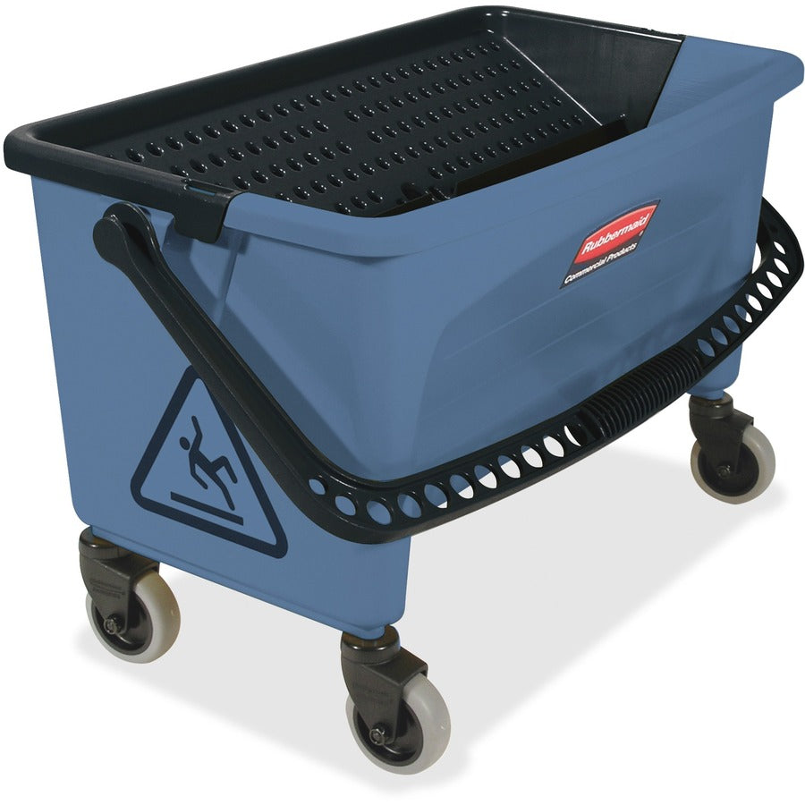 Rubbermaid Commercial Finish Mop Bucket w/ Wringer - Hinged Lid, Ergonomic Design, Handle - 16.2" x 26.2" - Blue - 1 Carton