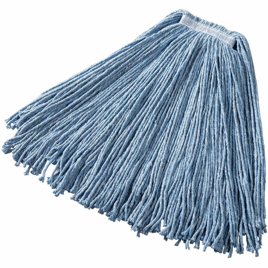 Rubbermaid Commercial 1" Headband Dura Pro Wet Mop - Cotton Head - 4-ply, Cut Ends, Absorbent, Durable - Blue - 12 / Carton