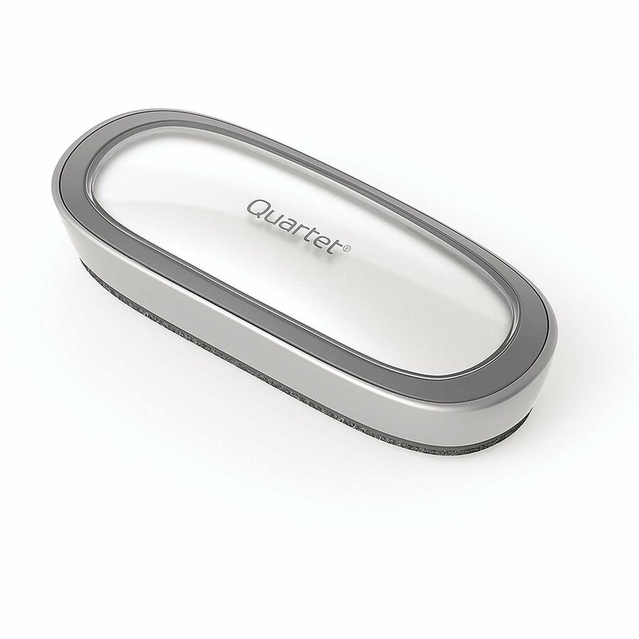 Quartet Dry-Erase Board Eraser - 2.38" Width x 6" Length - Used as Stain Remover, Dust Remover - Dustless, Magnetic - Silver - Foam, Felt - 1 Each
