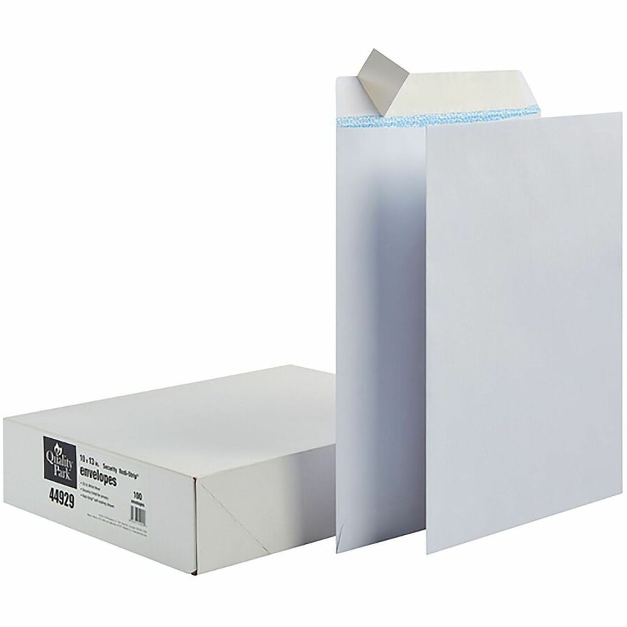 Quality Park Redi Strip Security Mailing Envelopes - Multipurpose - #13 1/2 - 10" Width x 13" Length - Peel Strip - White - 1 Box