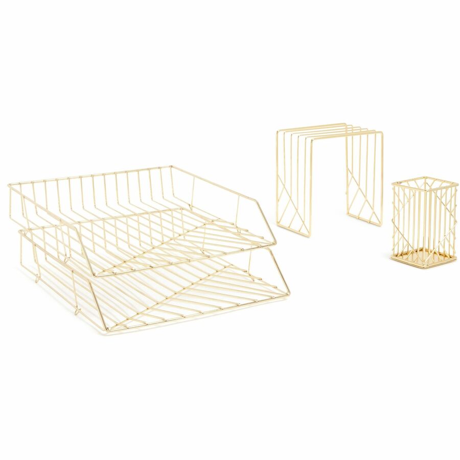U Brands Vena Desktop Organization Kit - Metal - Gold - 1 Each