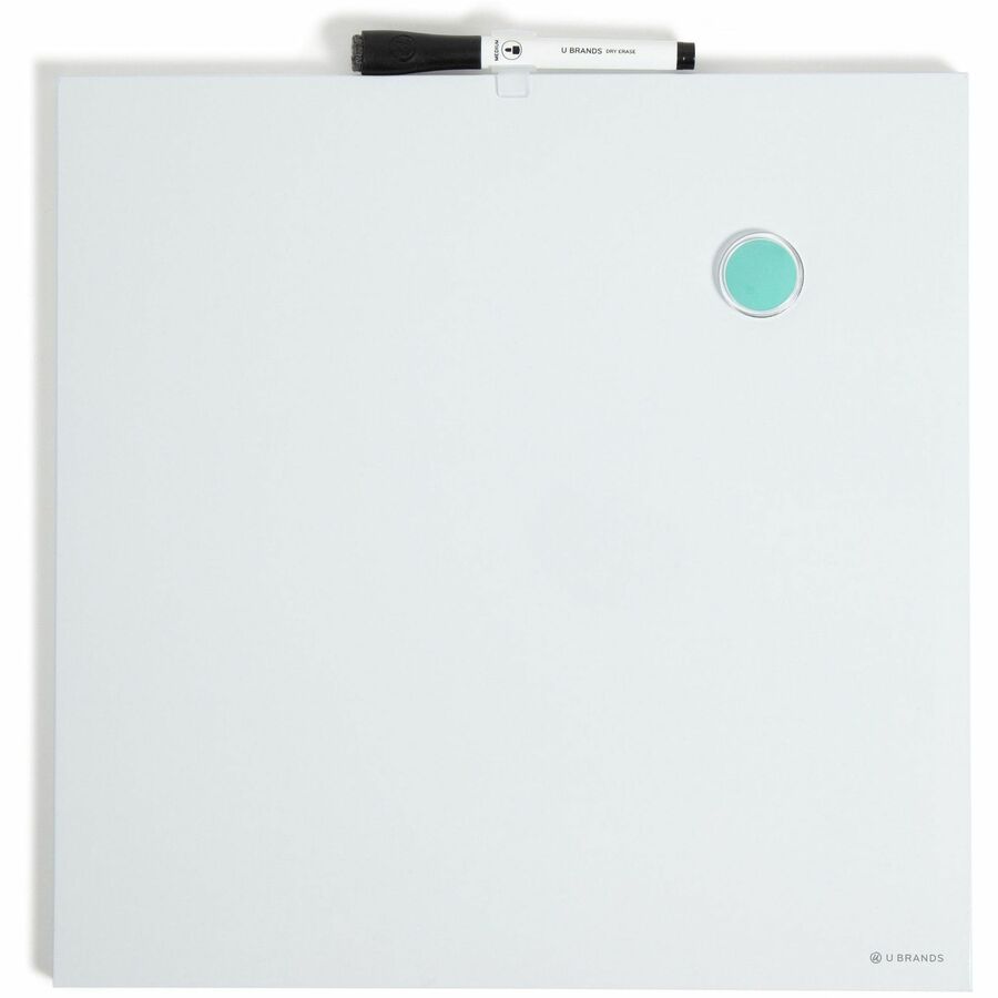 U Brands Magnetic Frameless Dry-Erase Board - 14" (1.2 ft) Width x 14" (1.2 ft) Height - White Painted Steel Surface - Square - Horizontal/Vertical - Magnetic - 1 Each