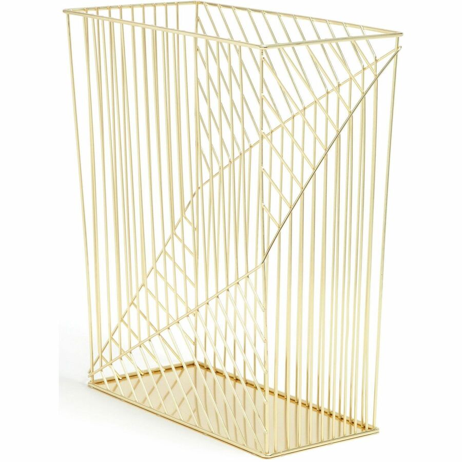 U Brands Vena Waste Basket - Sturdy, Lightweight - 6.1" Height x 12.2" Width - Metal Wire - Gold - 1 Each