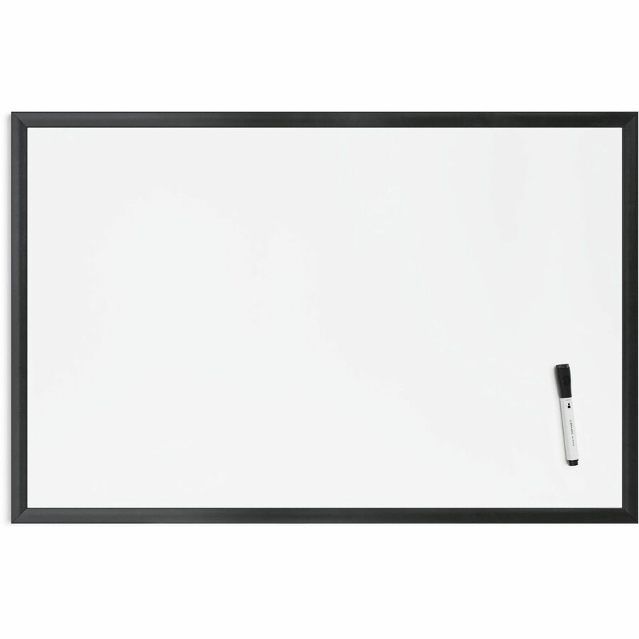 U Brands Magnetic Dry-Erase Board - 35" (2.9 ft) Width x 23" (1.9 ft) Height - White Painted Steel Surface - Black Wood Frame - Rectangle - Horizontal/Vertical - Magnetic - 1 Each