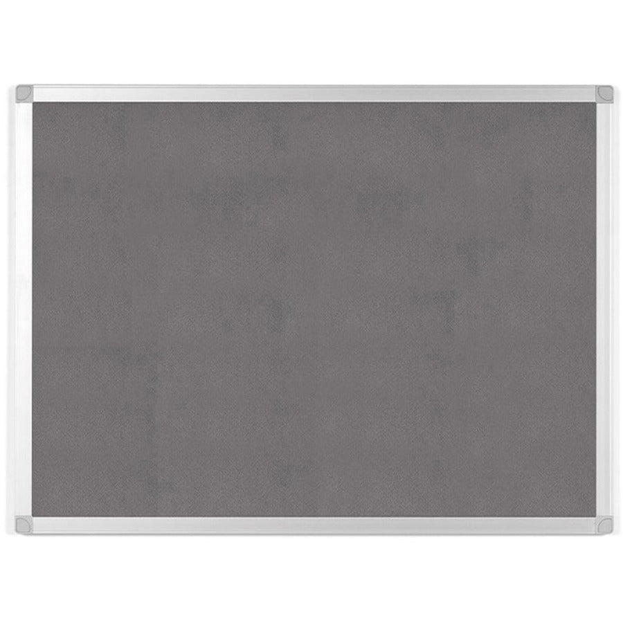 MasterVision Ayda Fabric 36"W Bulletin Board - Gray Fabric Surface - Robust, Tackable, Sleek Style - 0.5" Height x 36" Width - 1 Each