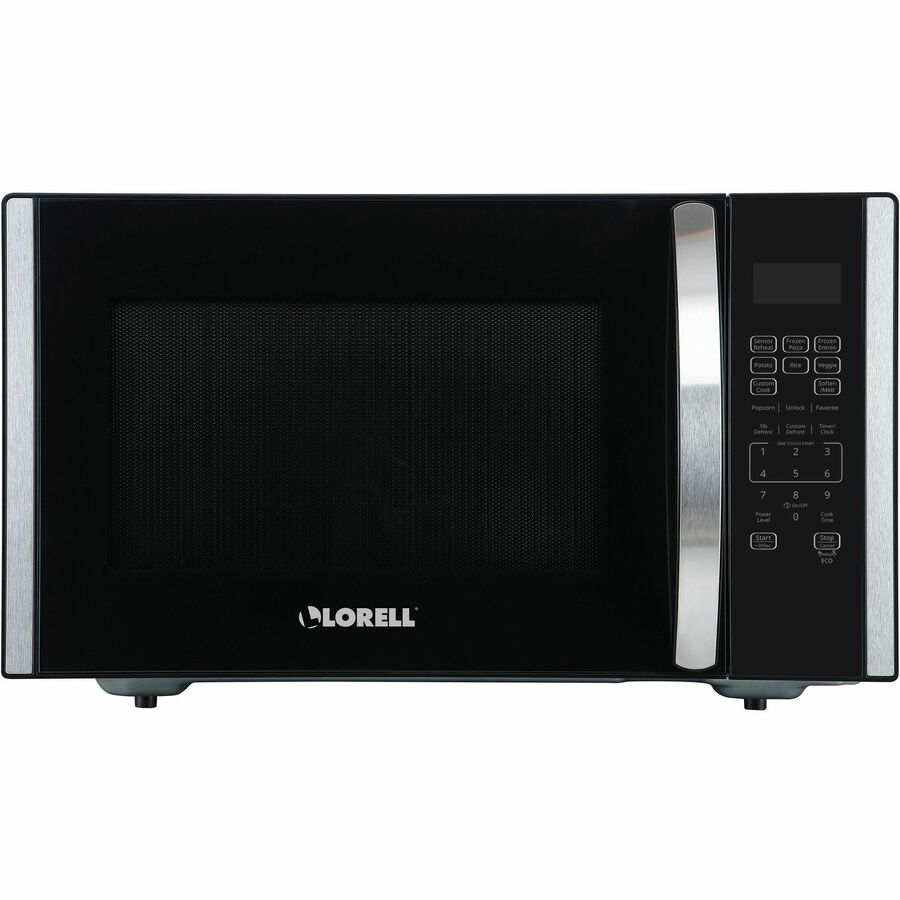 Lorell Microwave - Single - 1.6 ft� Capacity - Microwave - 11 Power Levels - FuseMetal - Countertop - Black, Silver