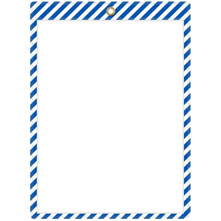 C-Line Safety Striped Shop Ticket Holders - 0.1" Height x 9.8" Width x 13.6" Length - Vinyl - Blue, White - 1 Box