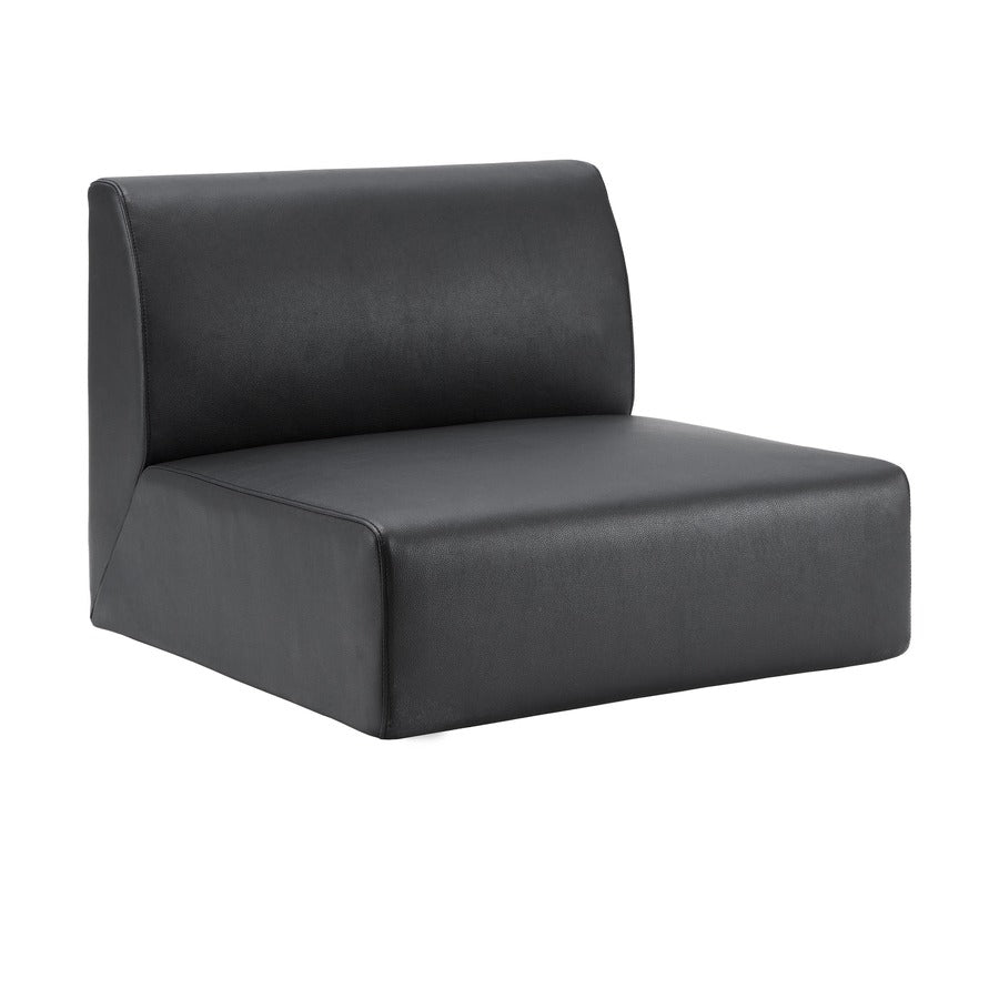 Lorell Contemporary Reception Collection Single Seat Sofa - 19.6" Height x 25.5" Width x 25.5" Depth - Material: Polyurethane - Finish: Black - 1 Each