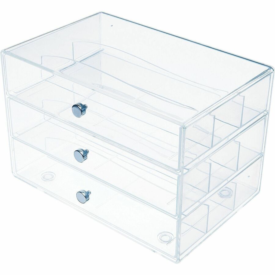 Deflecto 3-Drawer Storage Organizer - 3 Drawer(s) - 7" Height x 10" Width x 6.80" Depth - Clear - 1 Each
