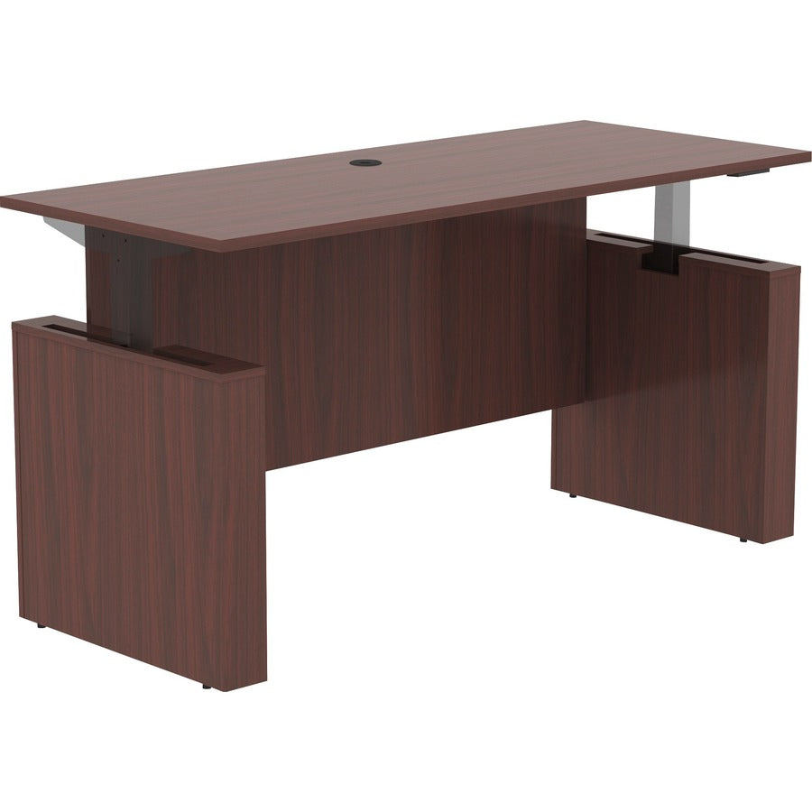Lorell Essentials Series Sit-to-Stand Desk Shell - 0.1" Thickness Top, 49" Height x 72" Width x 29" Depth - Finish: Mahogany - Laminate Table Top - 1 Each