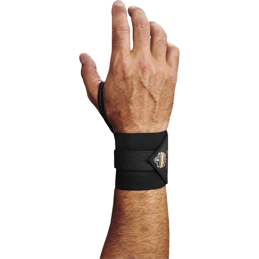 Ergodyne ProFlex 420 Wrist Wrap w/Thumb Loop - Small (S)/Medium (M) - Black - Elastic, Woven - 6 / Carton