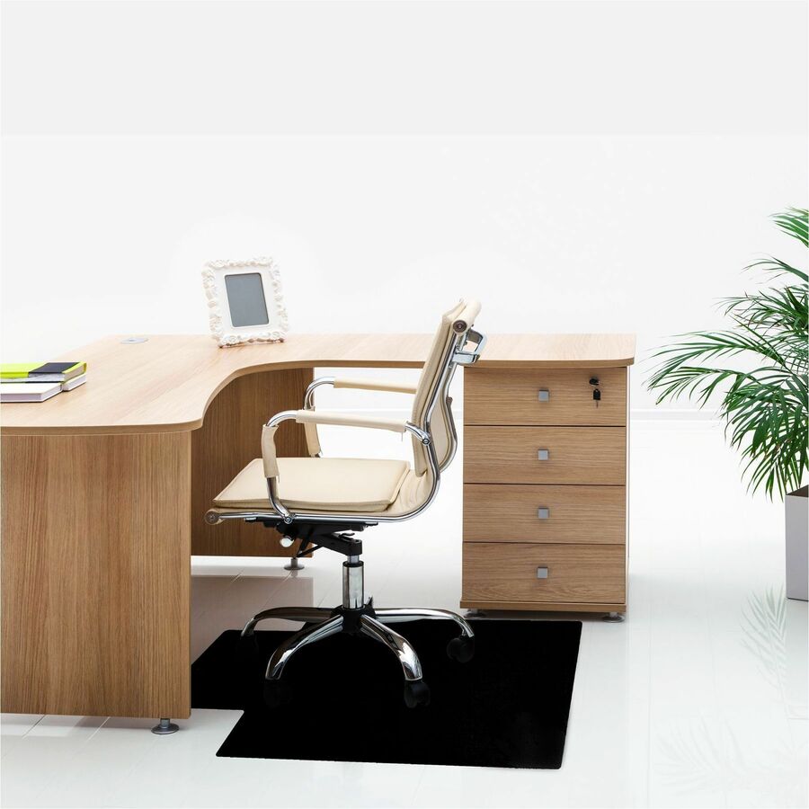 Floortex Advantagemat Black®, Vinyl Lipped Chair Mat for Hard Floor - 36" x 48" - 48" Length x 36" Width x 0.080" Depth x 0.080" Thickness - Lip Size 20" Length x 10" Width - Lipped - Classic - Vinyl, Polyvinyl Chloride (PVC) - Black - 1 Each - TAA...