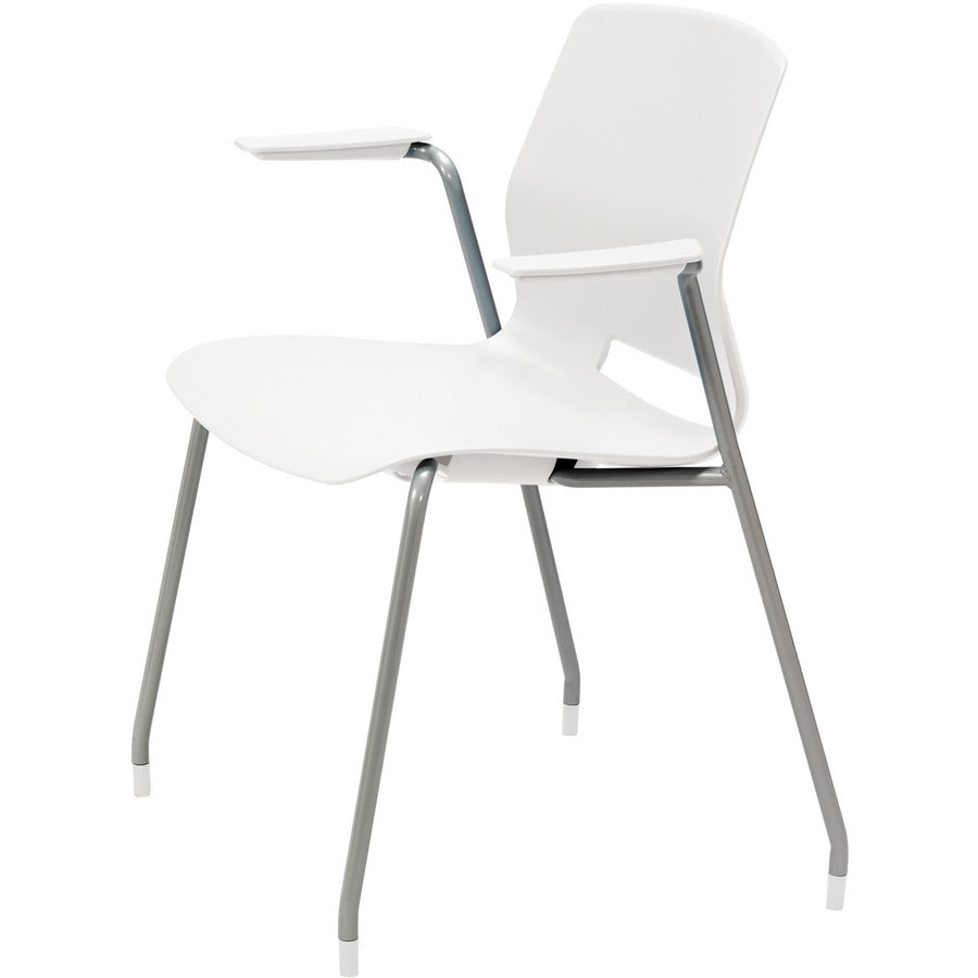 KFI Swey Collection 4-leg Stool With Arms - White Seat Color - Polypropylene Seat Material - White Back Color - Polypropylene Back Material - Silver Frame Color - Stainless Steel Frame Material - Four-legged Base - 1 Each