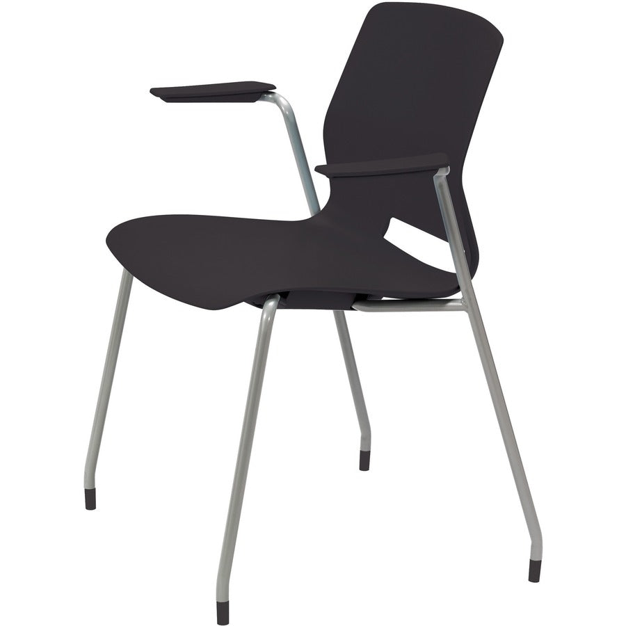 KFI Swey Collection 4-leg Stool With Arms - Black Seat Color - Polypropylene Seat Material - Black Back Color - Polypropylene Back Material - Silver Frame Color - Stainless Steel Frame Material - Four-legged Base - 1 Each