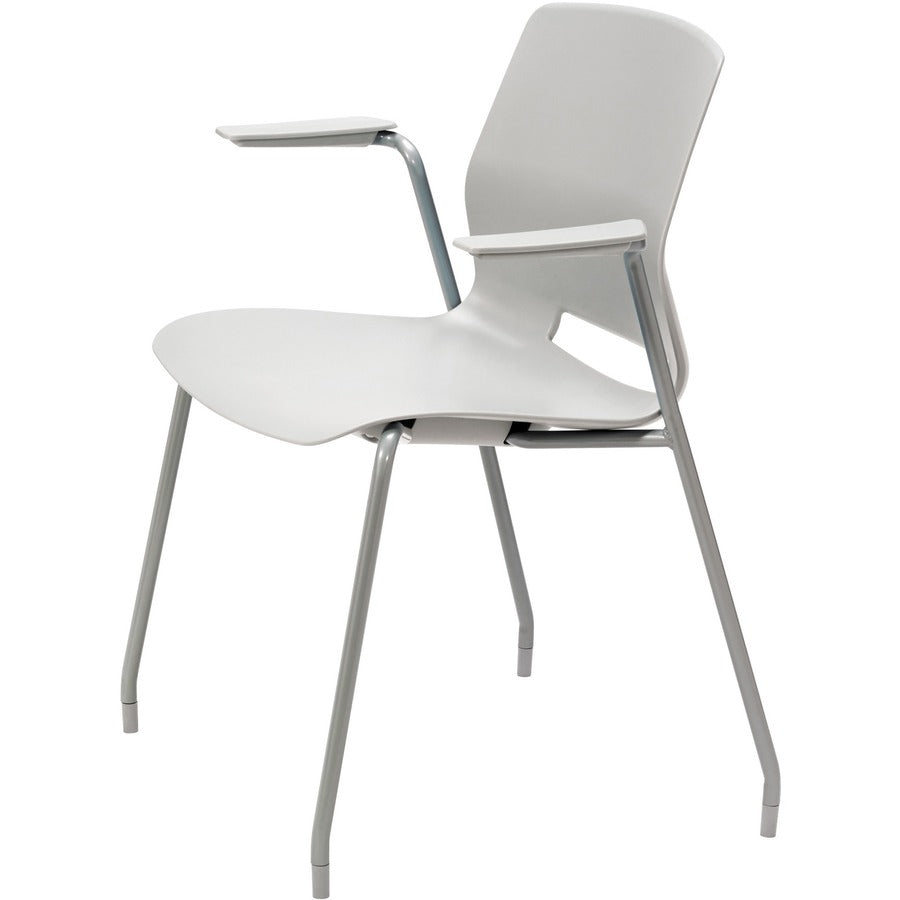 KFI Swey Collection 4-leg Stool With Arms - Light Gray Seat Color - Polypropylene Seat Material - Light Gray Back Color - Polypropylene Back Material - Silver Frame Color - Stainless Steel Frame Material - Four-legged Base - 1 Each