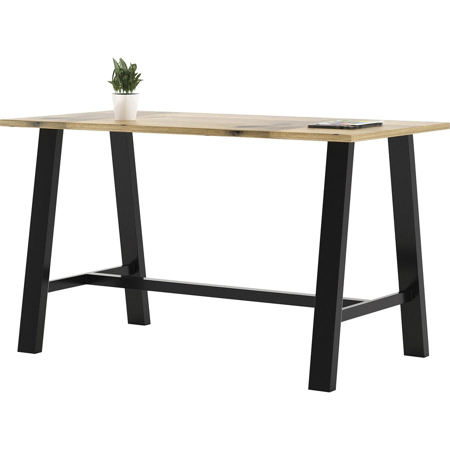 KFI Midtown Solid Wood Top Cafe Table - Natural Rectangle Top - 72" Table Top Length x 36" Table Top Width - 41" Height - Assembly Required - Poplar Wood Top Material - 1 Each