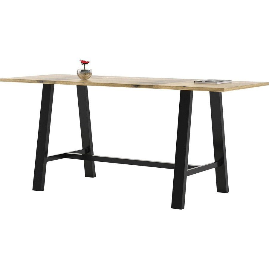 KFI Midtown Solid Wood Top Cafe Table - Natural Rectangle Top - 96" Table Top Length x 36" Table Top Width - 41" Height - Assembly Required - Poplar Wood Top Material - 1 Each