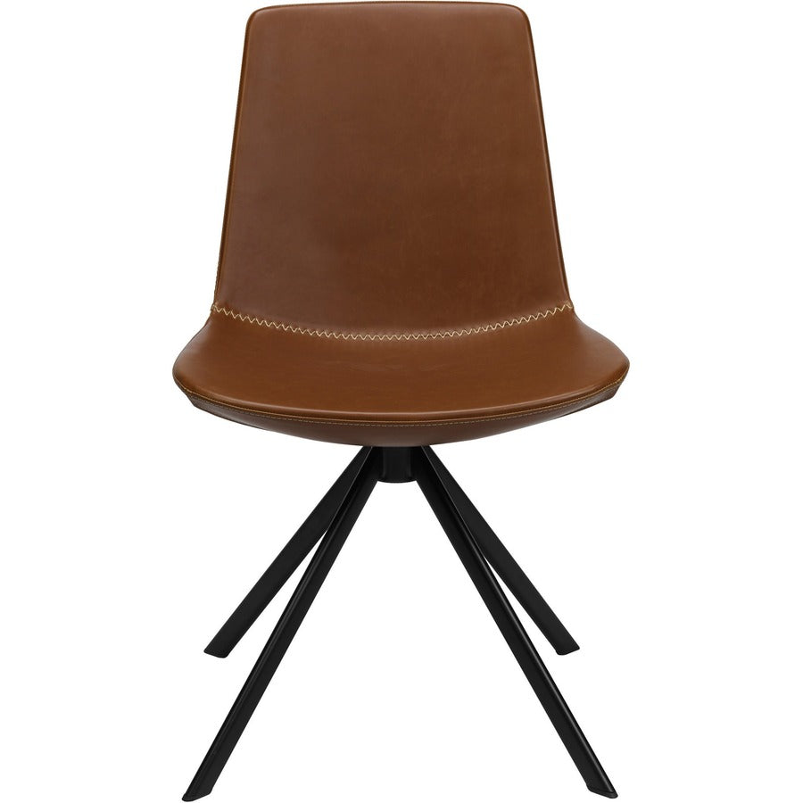 KFI Zoso Faux Leather Stitched Guest Chair - Saddle Seat Color - Faux Leather, High Density Foam (HDF) Seat Material - Saddle Back Color - Faux Leather, High Density Foam (HDF) Back Material - Powder Coated, Black Frame Color - Carbon Steel Frame Mater...