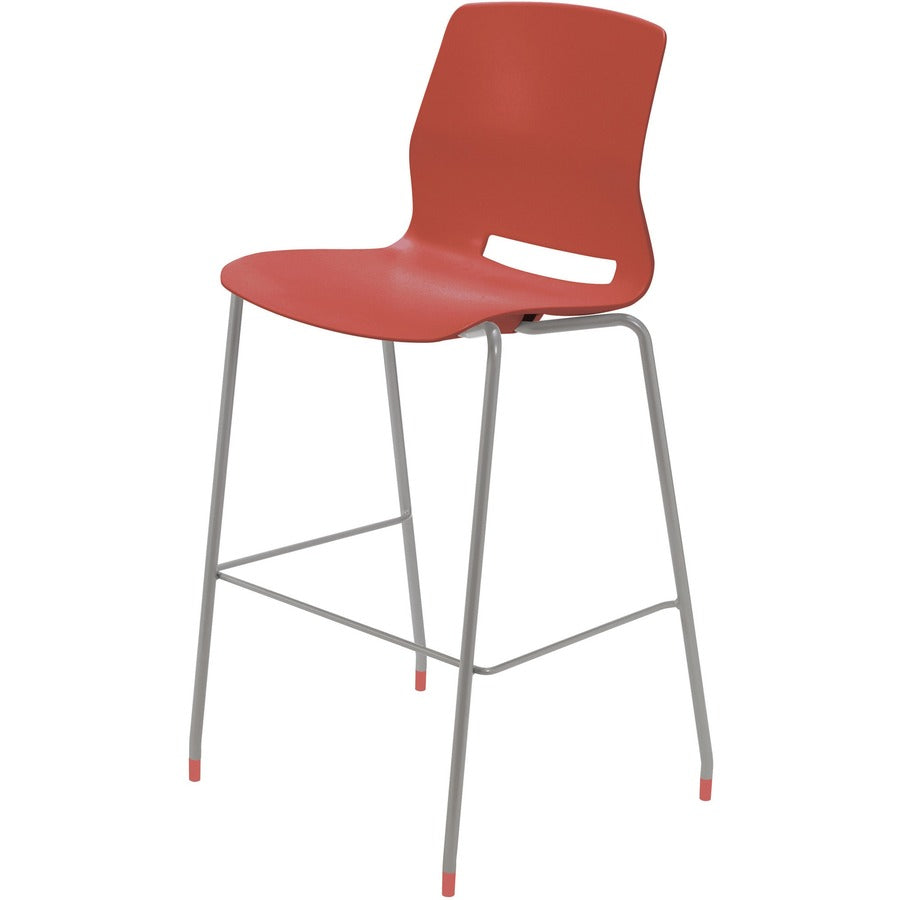 KFI Swey Collection 30" Multipurpose Stool - Coral Seat Color - Polypropylene Seat Material - Coral Back Color - Polypropylene Back Material - Silver Frame Color - Stainless Steel Frame Material - Four-legged Base - 1 Each