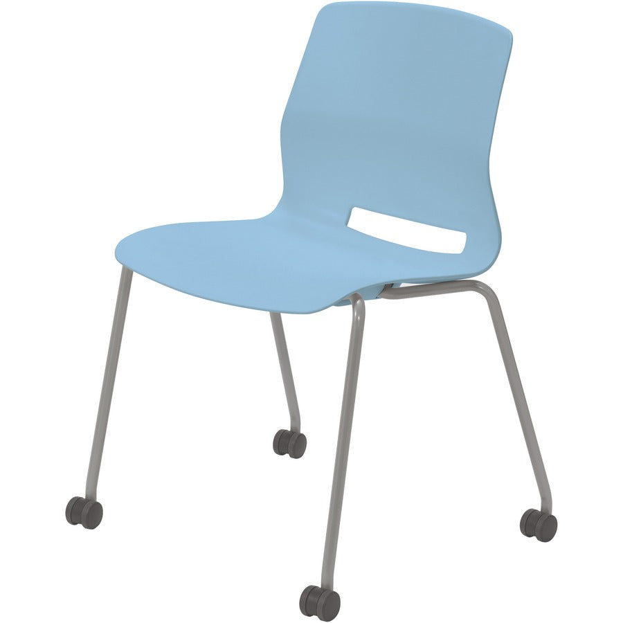 KFI Swey Armless Multipurpose Stool - Sky Blue Seat Color - Polypropylene Seat Material - Sky Blue Back Color - Polypropylene Back Material - Silver Frame Color - Stainless Steel Frame Material - Four-legged Base - 1 Each