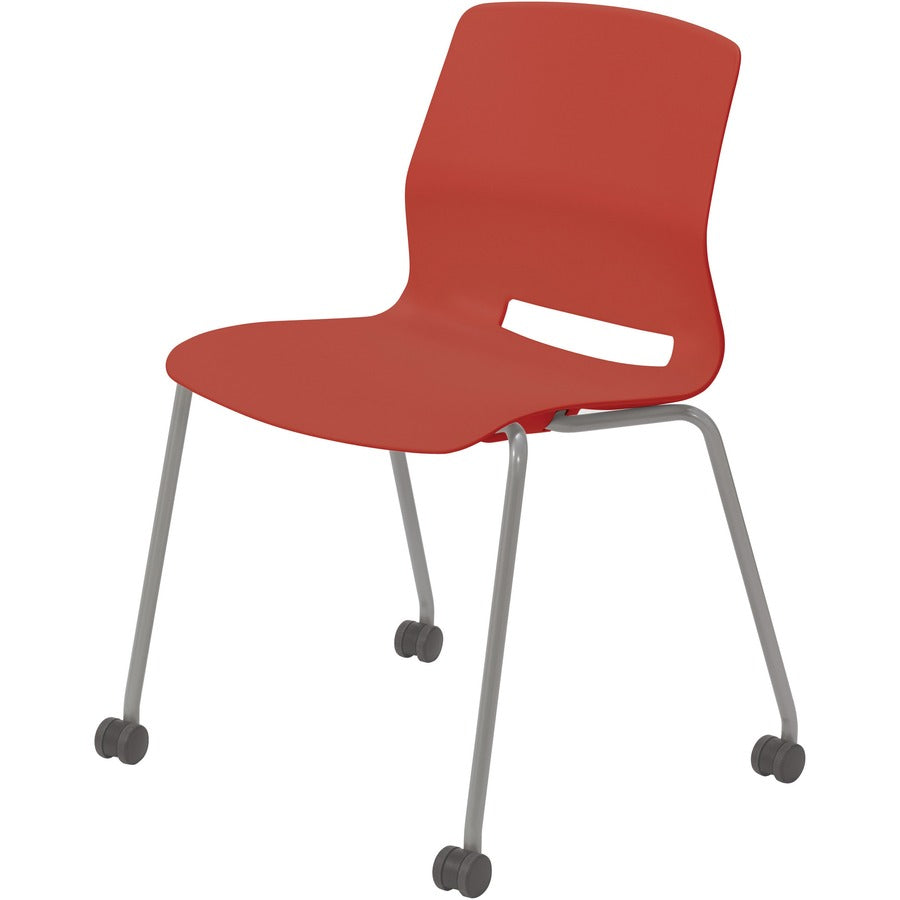 KFI Swey Armless Multipurpose Stool - Coral Seat Color - Polypropylene Seat Material - Coral Back Color - Polypropylene Back Material - Silver Frame Color - Stainless Steel Frame Material - Four-legged Base - 1 Each