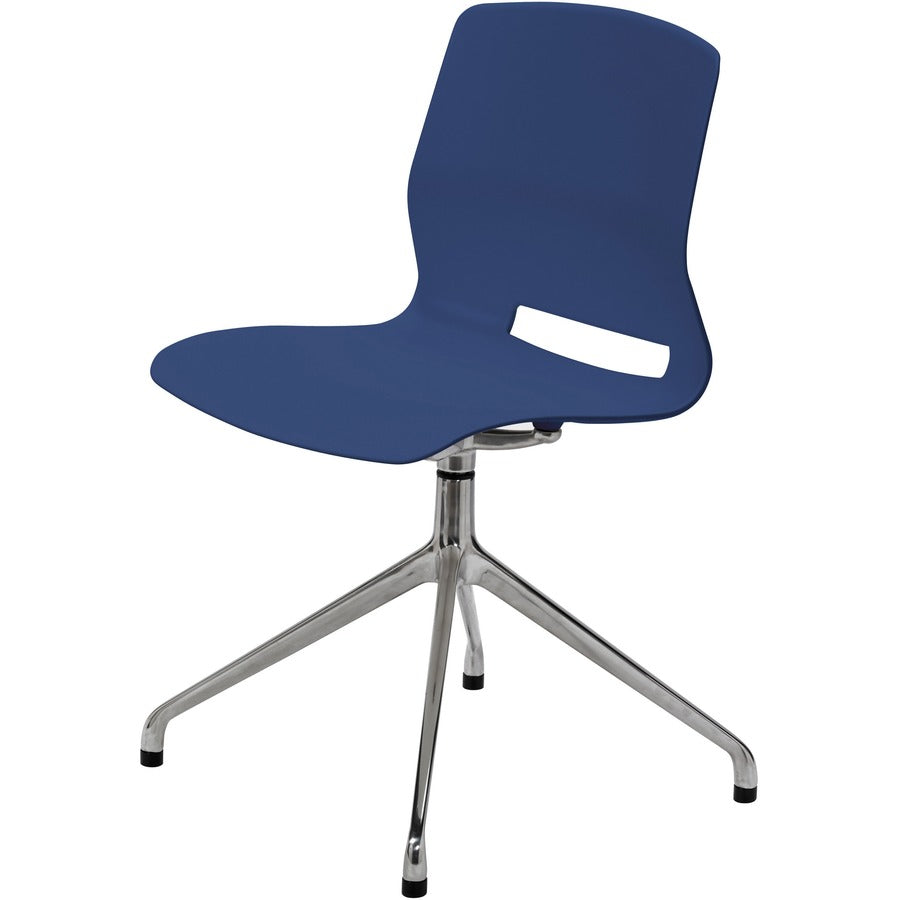 KFI Swey Collection 4-Post Swivel Chair - Navy Seat Color - Polypropylene Seat Material - Navy Back Color - Polypropylene Back Material - Silver Frame Color - Steel Frame Material - 1 Each