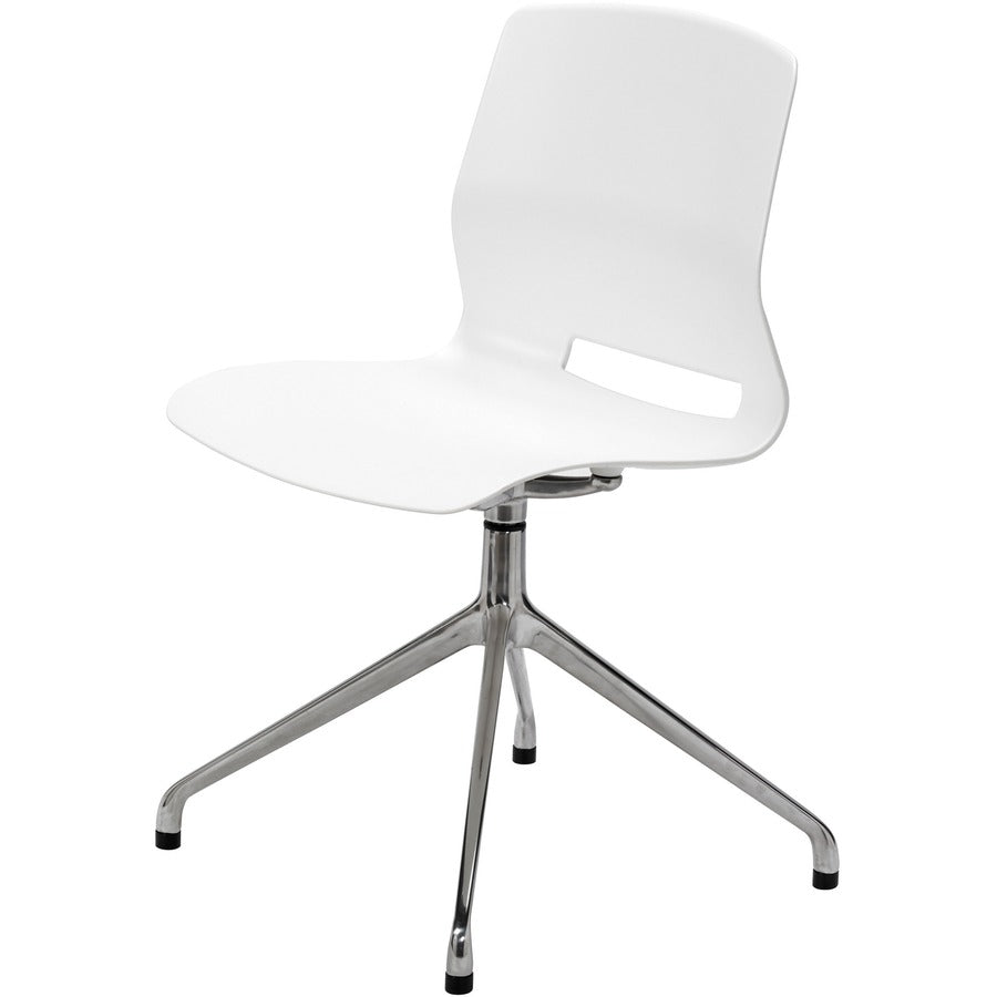 KFI Swey Collection 4-Post Swivel Chair - White Seat Color - Polypropylene Seat Material - White Back Color - Polypropylene Back Material - Silver Frame Color - Steel Frame Material - 1 Each