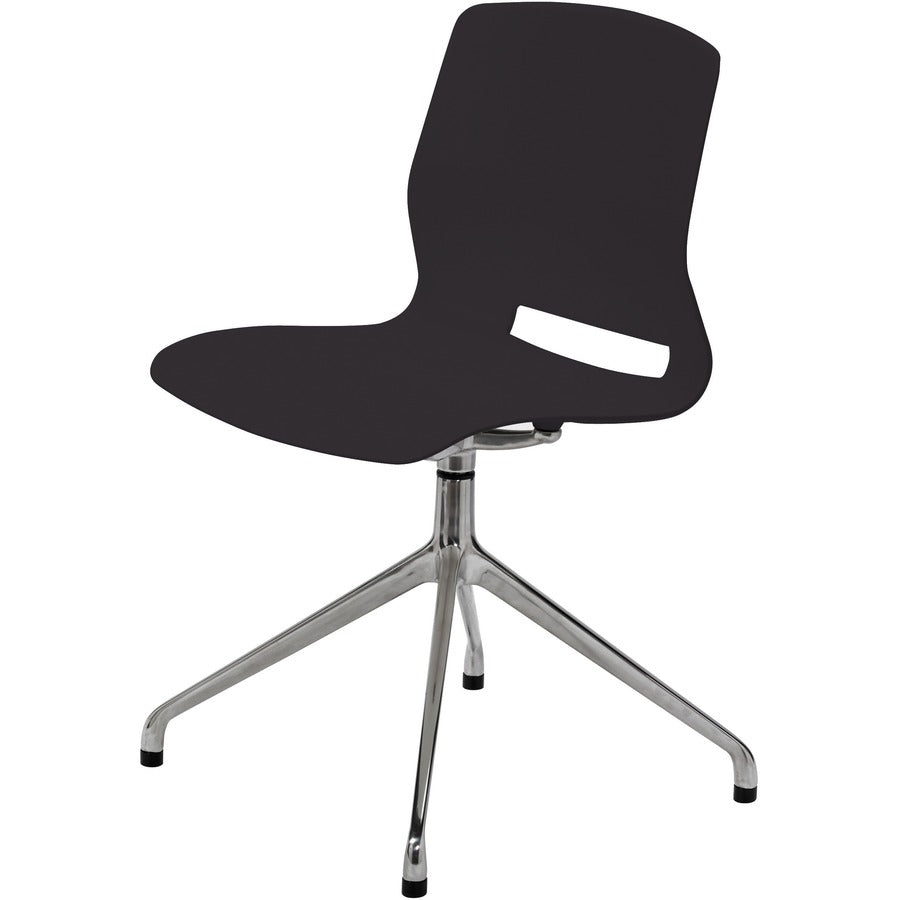 KFI Swey Collection 4-Post Swivel Chair - Black Seat Color - Polypropylene Seat Material - Black Back Color - Polypropylene Back Material - Silver Frame Color - Steel Frame Material - 1 Each