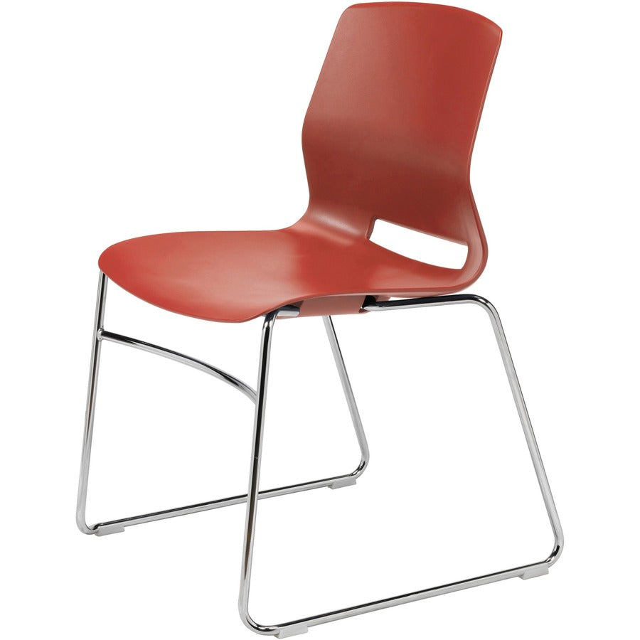 KFI Swey Collection Sled Base Chair - Coral Seat Color - Polypropylene Seat Material - Coral Back Color - Polypropylene Back Material - Silver Frame Color - Stainless Steel Frame Material - Sled Base - 1 Each