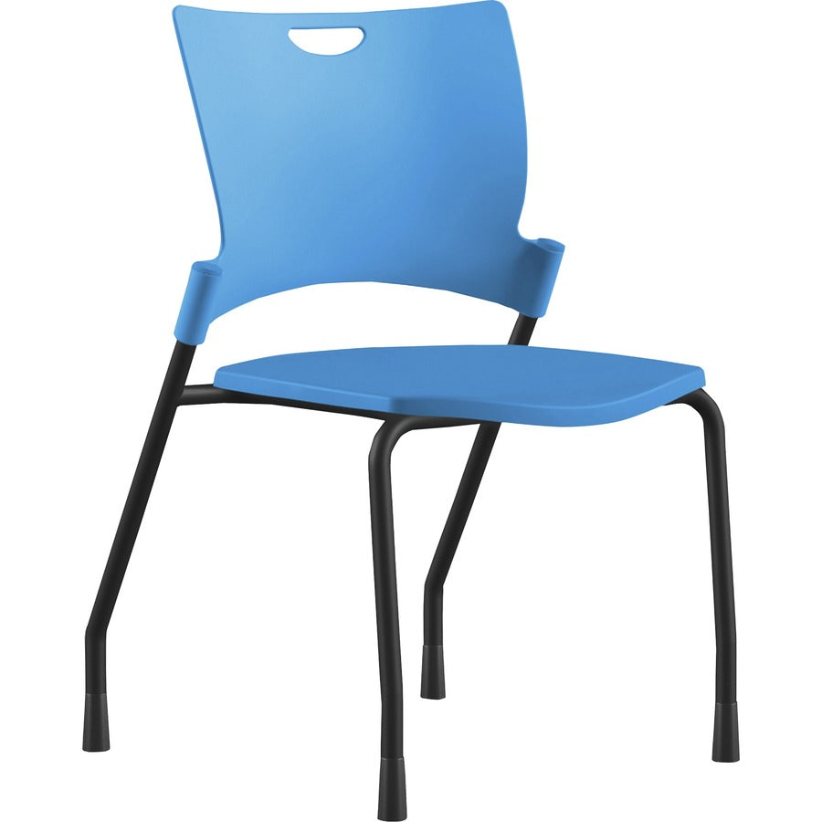 9 to 5 Seating Bella Plastic Seat Stack Chair - Blue Seat Color - Thermoplastic Seat Material - Blue Back Color - Thermoplastic Back Material - Black Frame Color - Four-legged Base - 1 Each