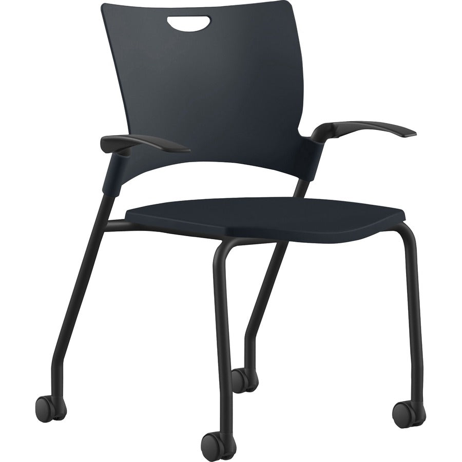 9 to 5 Seating Bella Fixed Arms Mobile Stack Chair - Black Seat Color - Thermoplastic Seat Material - Black Back Color - Thermoplastic Back Material - Powder Coated, Black Frame Color - Four-legged Base - 1 Each