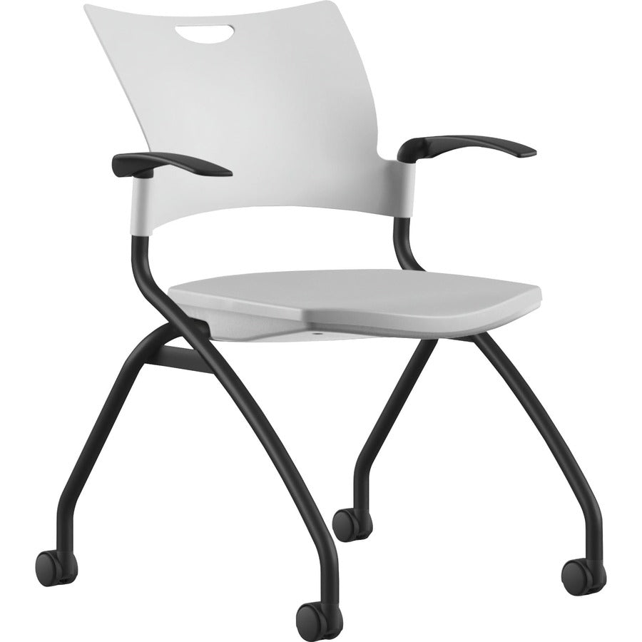 9 to 5 Seating Bella Fixed Arms Mobile Nesting Chair - White Seat Color - Thermoplastic Seat Material - White Back Color - Thermoplastic Back Material - Black, Powder Coated Frame Color - Four-legged Base - 1 Each