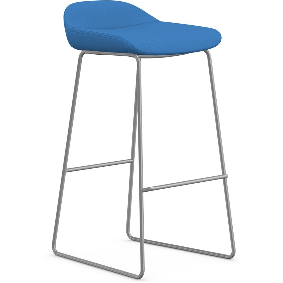 9 to 5 Seating Lilly Lounge Bar Stool - Blue Seat Color - Blue Back Color - Fabric, Foam Back Material - Sled Base - 1 Each