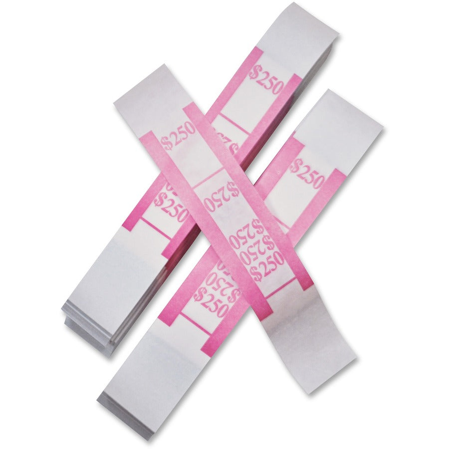 ICONEX SecurIT Currency Straps - Total $250 - Color Coded, Sturdy, Adhesive - Kraft Paper - Red - 1000 / Pack