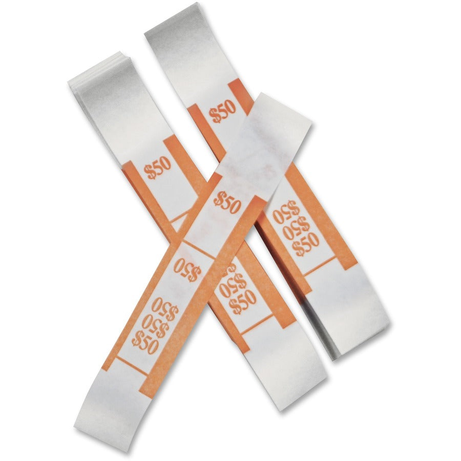 ICONEX SecurIT Currency Straps - Total $50 - Adhesive, Sturdy, Color Coded - Kraft Paper - Purple - 1000 / Pack
