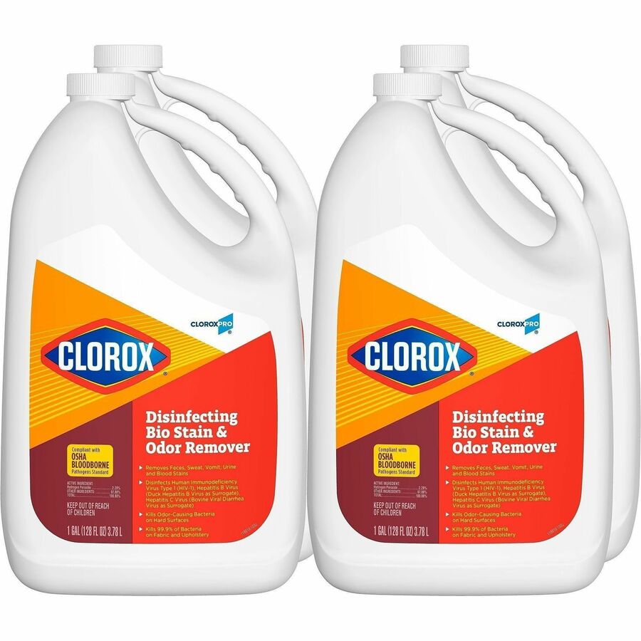 CloroxPro™, Disinfecting Bio Stain & Odor Remover Refill - For Multi Surface - Liquid - 128 fl oz (4 quart) - Recommended For: Stain Remover, Odor Remover, Soil Remover, Blood Remover, Vomit Remover, Urine Remover, Sweat Remover, Body Oils, Bacter...