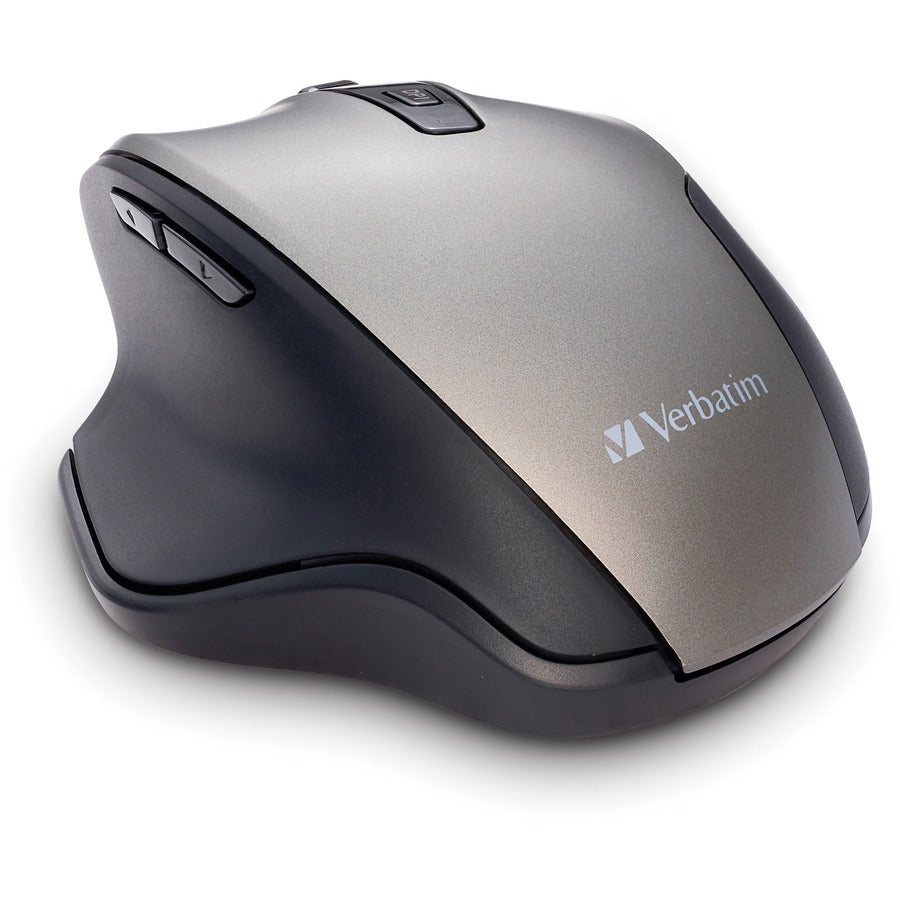 Verbatim Ergo Wireless Blue LED Mouse - Blue LED/Optical - Wireless - Radio Frequency - 2.40 GHz - Graphite - USB - 1600 dpi - 6 Button(s) - 1 Each