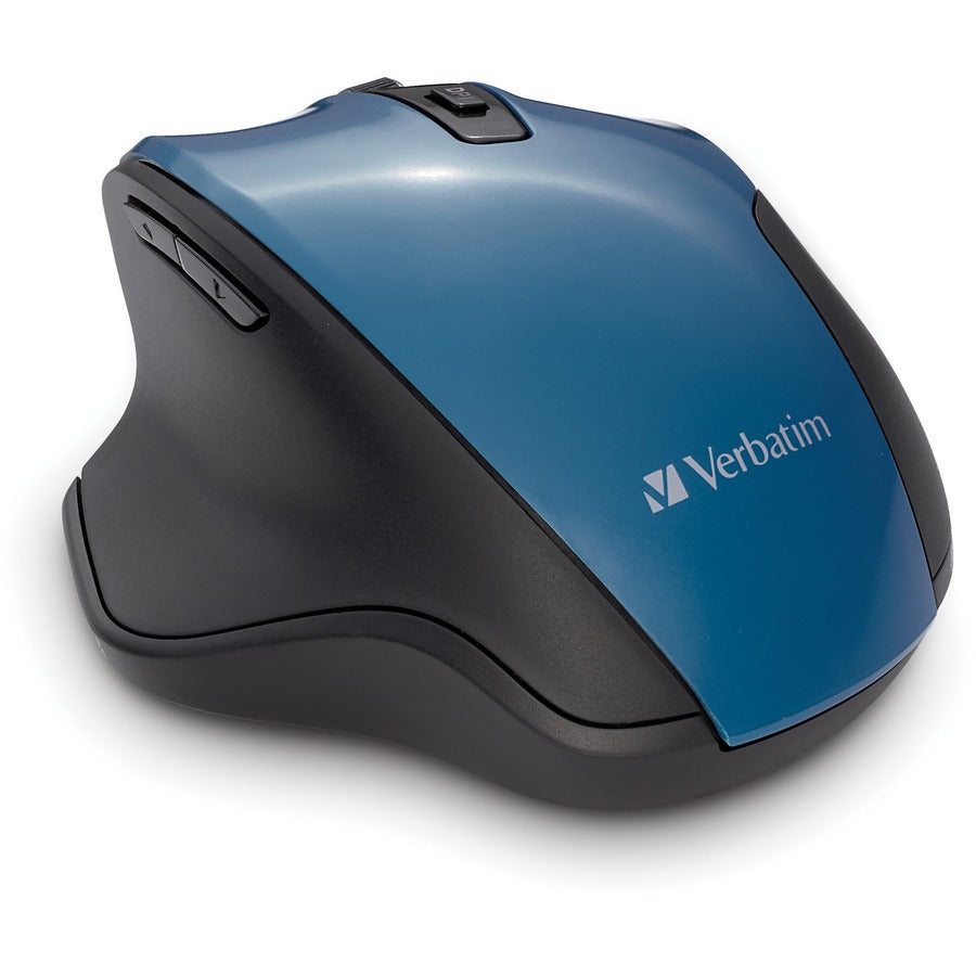 Verbatim Ergo Wireless Blue LED Mouse - Blue LED/Optical - Wireless - Radio Frequency - 2.40 GHz - Dark Teal - USB - 1600 dpi - 6 Button(s) - 1 Each