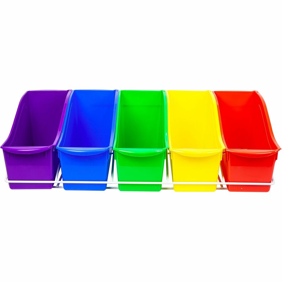 Storex Large Book Bins Metal Shelf Rack - 5 Compartment(s) - 7.25" Height x 14.30" Width x 25.69" Length - Metal, Steel - 1 Carton