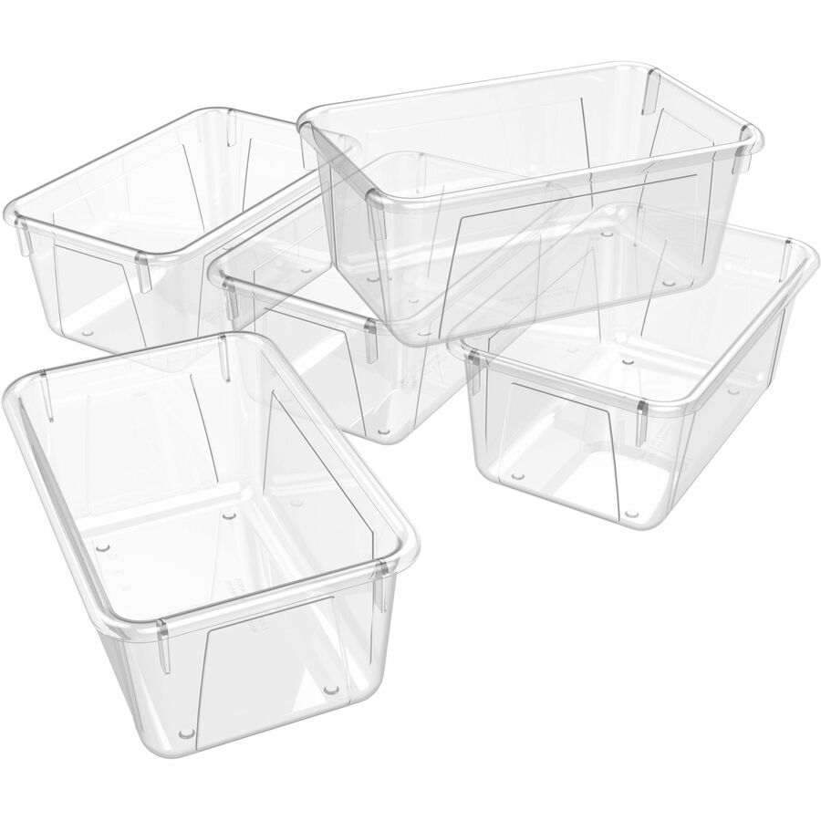 Storex Crystal Clear Cubby Bin - 5.18" Height x 7.80" Width x 12.09" Length - Clear - 5 / Carton