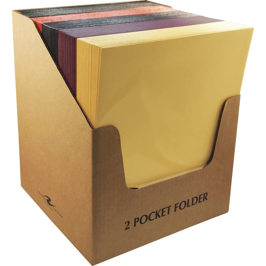 Roaring Spring Letter Pocket Folder - 8 1/2" x 11" - 50 Sheets Capacity - 2 Internal Pocket - 12 pt. - Assorted - 1 Carton