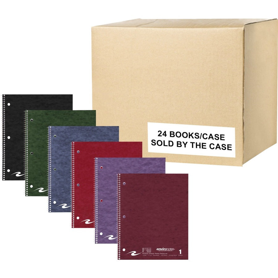Roaring Spring Stasher College Ruled One Subject Recycled Spiral Notebook - 100 Sheets - 200 Pages - Printed - Spiral Bound - Both Side Ruling Surface - Red Margin - 3 Hole(s) - 15 lb Basis Weight - 56 g/m², Grammage - 11" x 9" Sheet Size - 0.33" H...